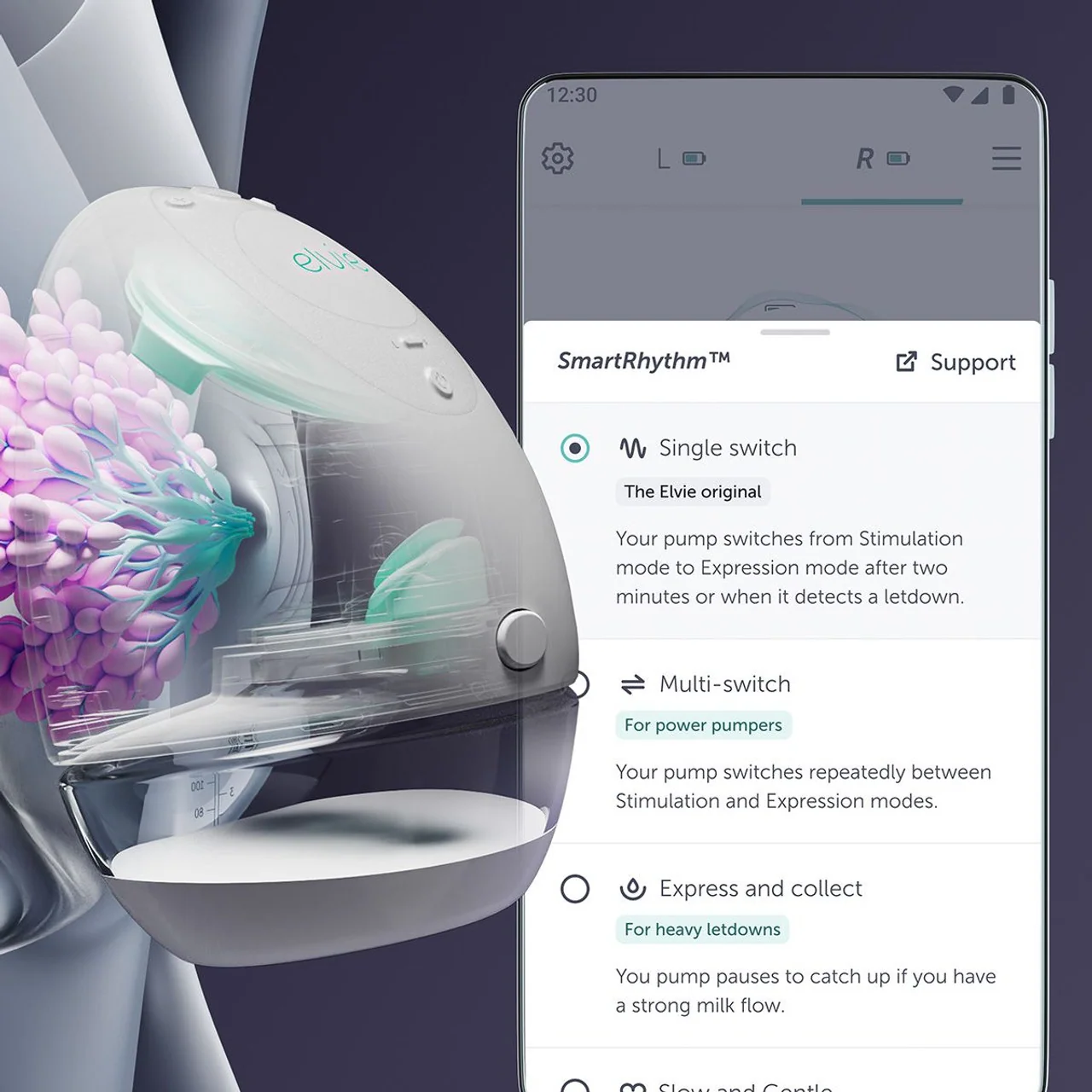 Elvie Pump Ultra-Quiet Wearable Electric Breast Pump with App Control