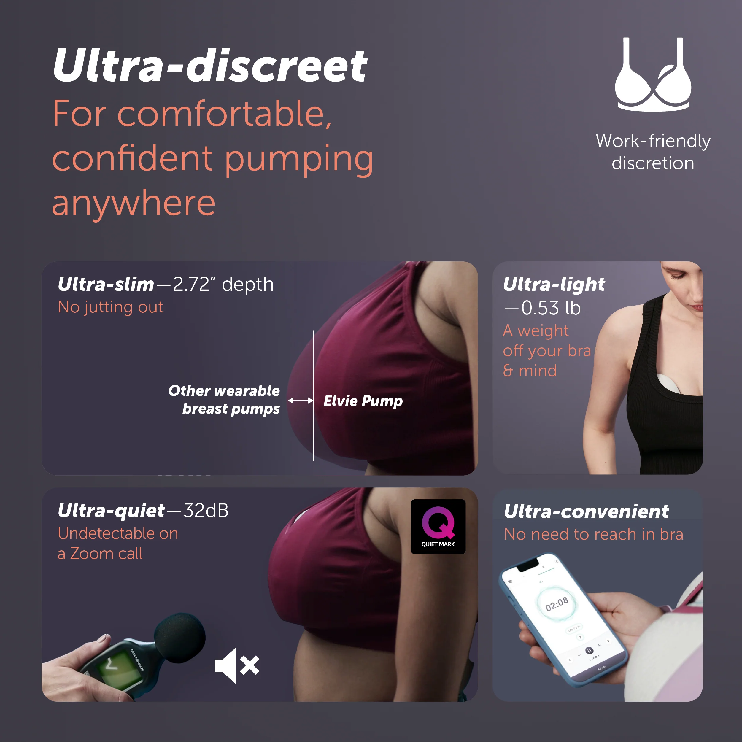 Elvie Pump Ultra-Quiet Wearable Electric Breast Pump with App Control