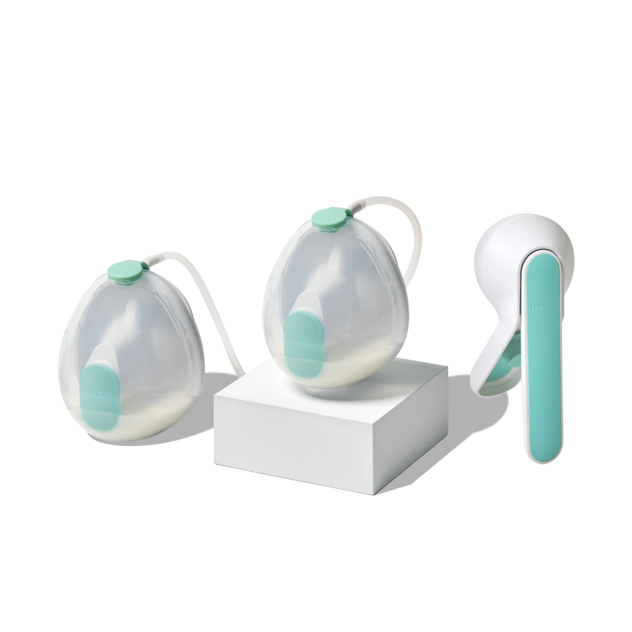 Wave 2-in-1 doppelte manuelle tragbare Milchpumpe mit Bechern