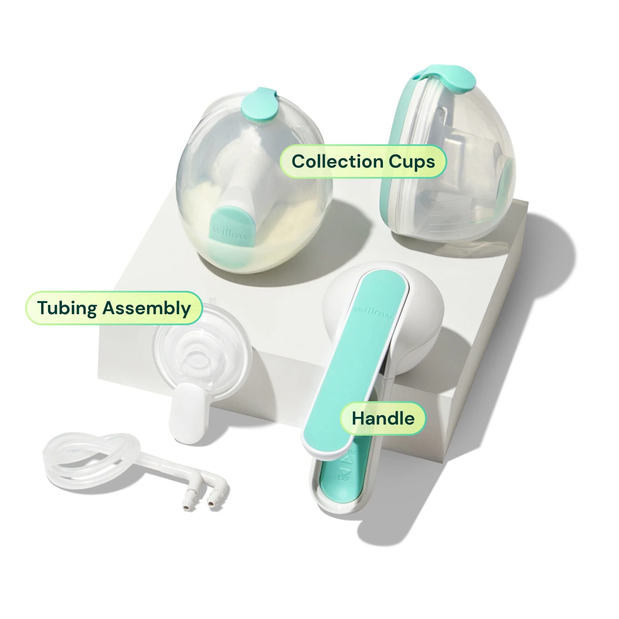 Wave 2-in-1 doppelte manuelle tragbare Milchpumpe mit Bechern
